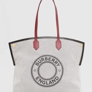 Burberry Large Logo Graphic Cotton Canvas Society Tote (Black)